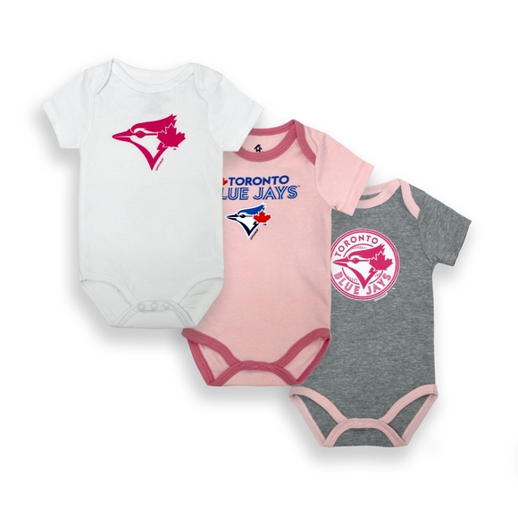 MLB Toronto Blue Jays Girls Bodysuit 3pk Assorted - Picture 1 of 1
